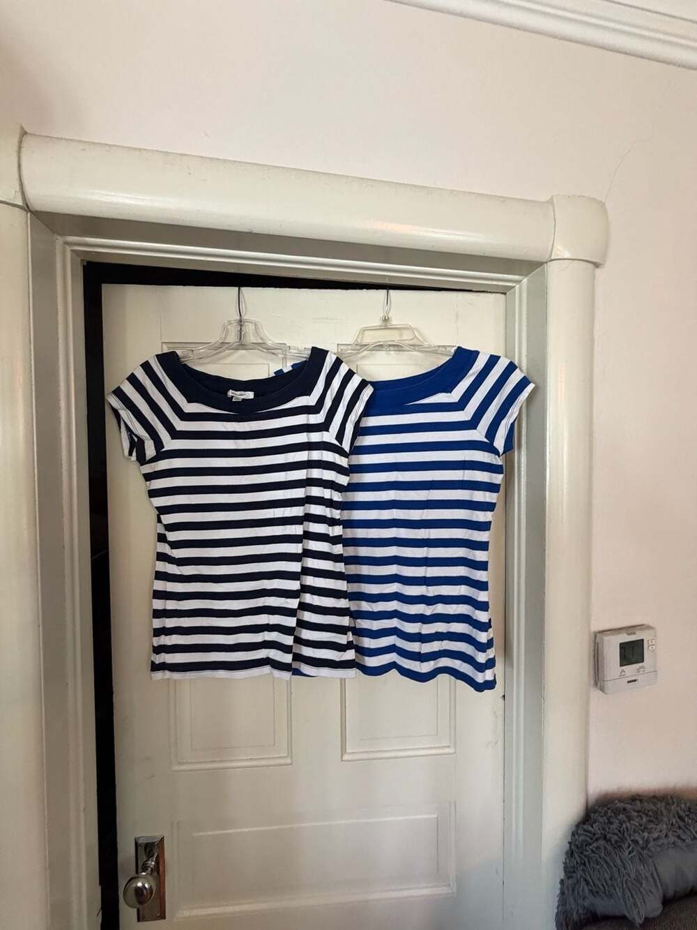 dressbarn Striped T-Shirt Size L Lot of 2 Navy Blue Royal Blue Cotton